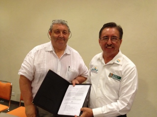 AwF's Roy Palmer & Chancellor of UTMarT, Dr. Guadalupe Acosta Villarreal with signed Collaboration Agreement