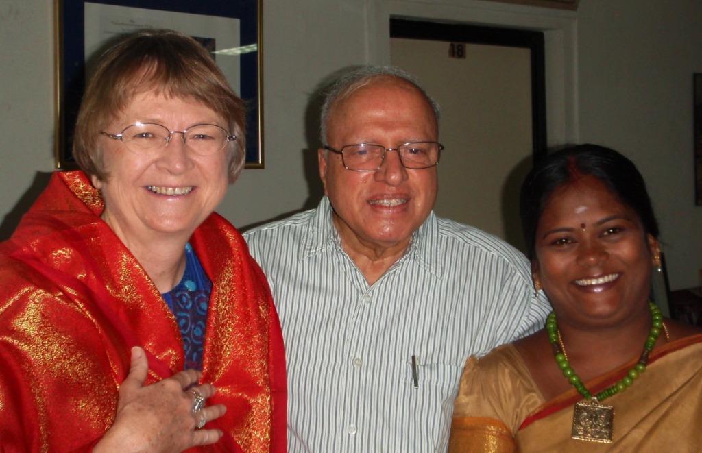 2011, Dr Meryl Williams (AwF) visiting  MS Swaminathan in Chennai, along with Dr B. Shanti
